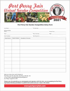 Port Perry Fair Virtual Garden Competition Entry Form 2021